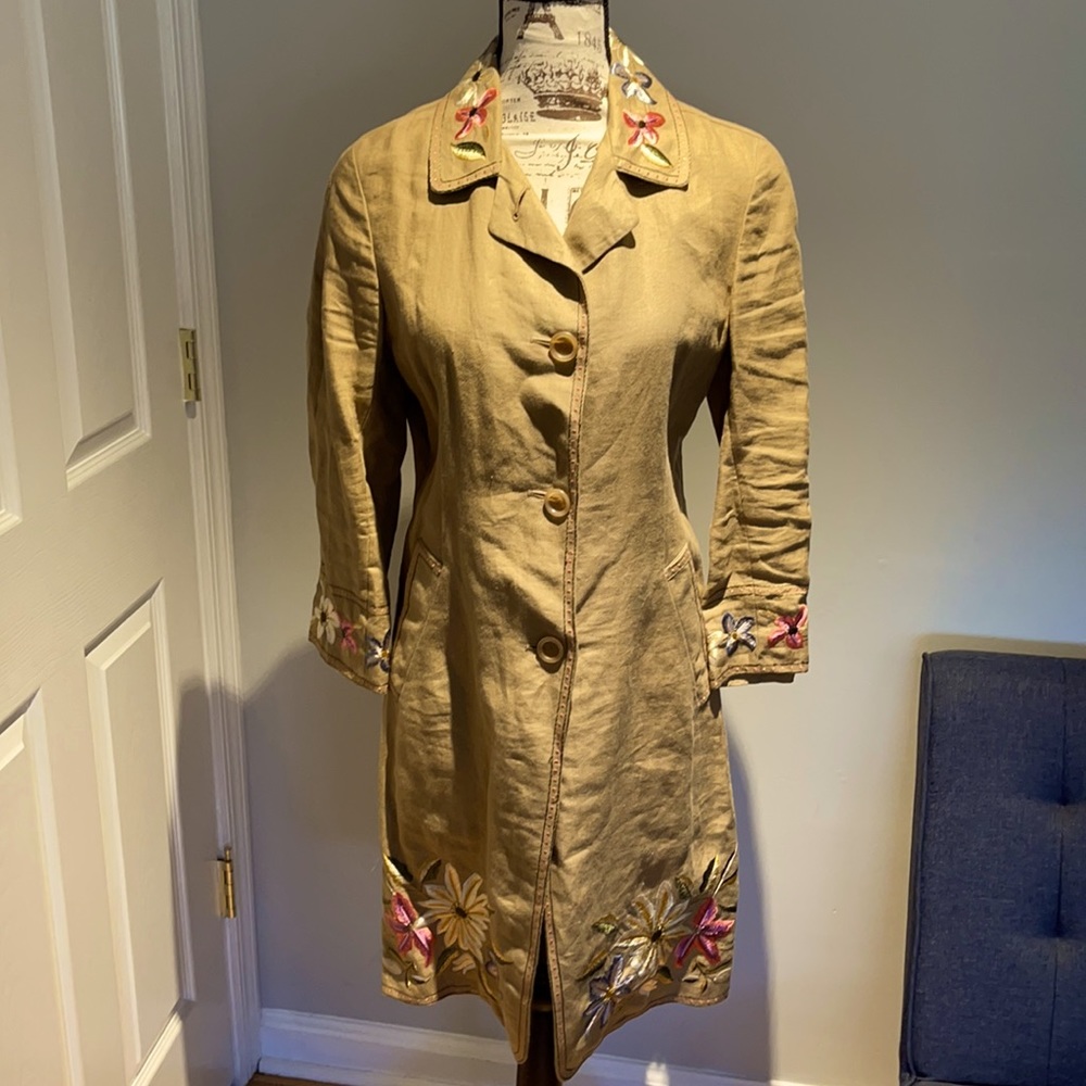 Vintage DKNY Long Linen Blazer Jacket — Size 4